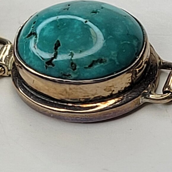 Turquoise Hued Oval Cabochon Link Bracelet - Picture 7 of 11